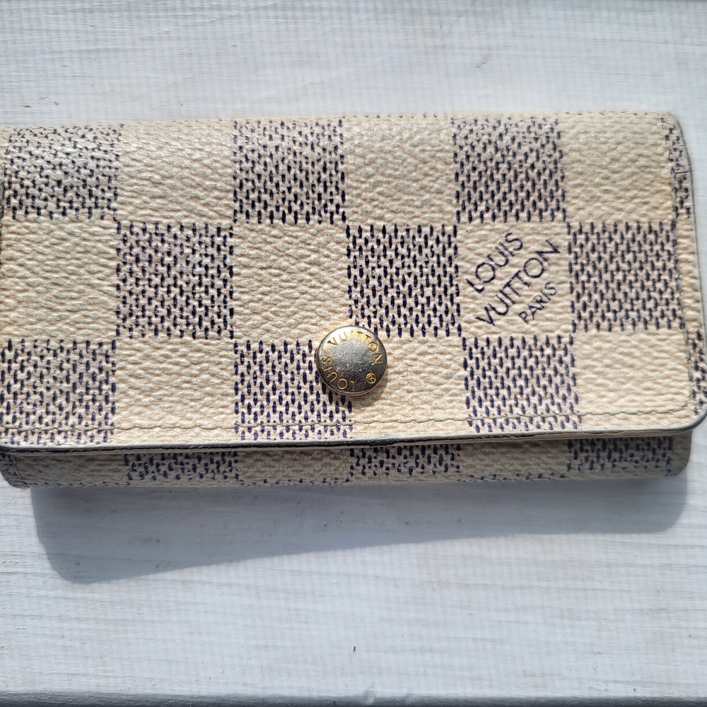 Pre-loved Auth Louis Vuitton Multicles 4 Key Case Damier Azur CT0172